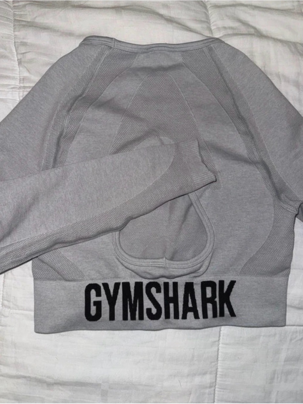 Grey Gymshark long sleeve workout top